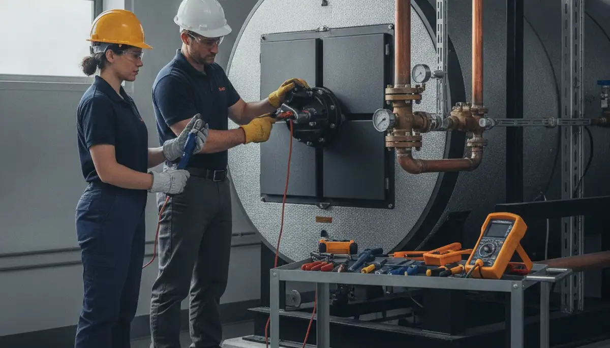 Minneapolis, MN plumber repairing a boiler for fast home heating service