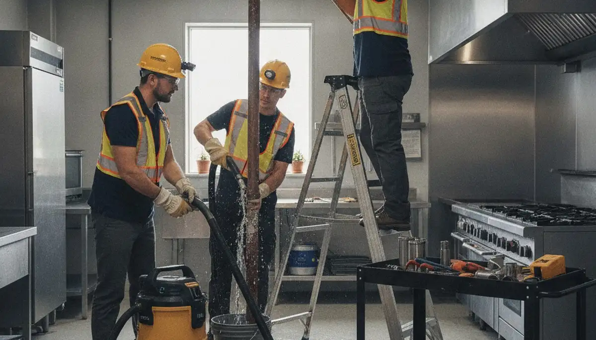 Emergency plumber repairing burst pipe in Minneapolis, MN home