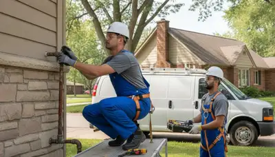 Minneapolis MN emergency plumber repairing a burst pipe for a plumbing service call