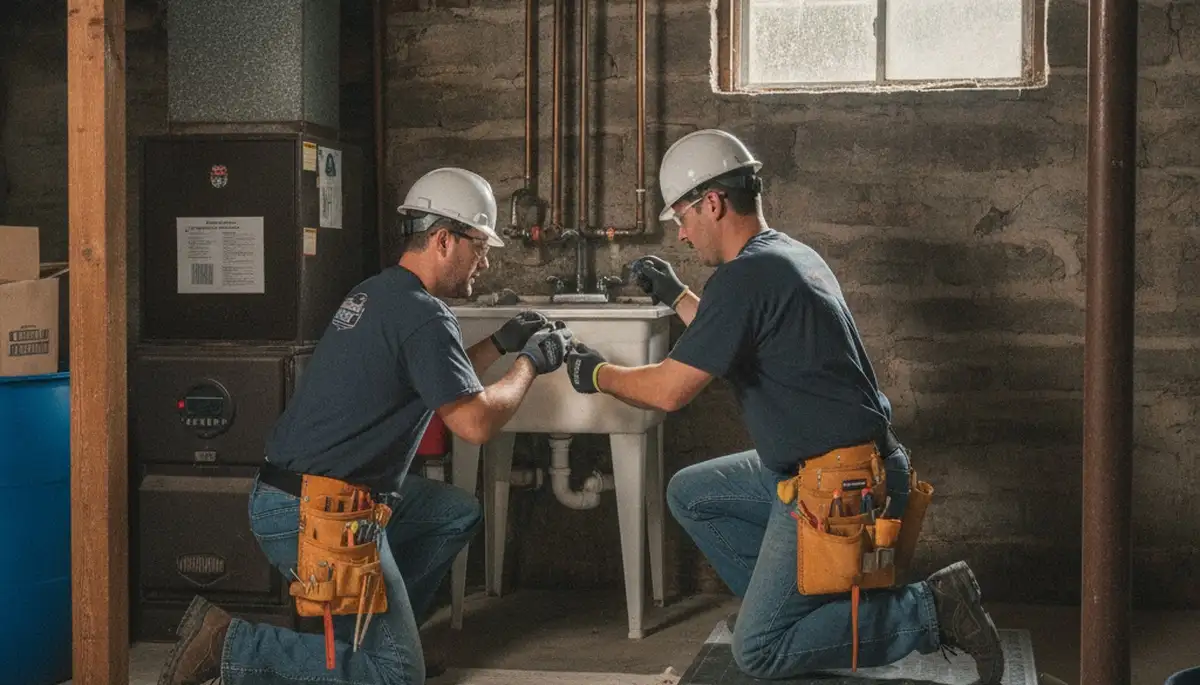 Minneapolis, MN emergency plumber repairing a leak for a plumbing service call