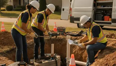 Minneapolis, MN plumber repairing septic system for emergency plumbing service