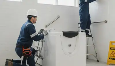 Walk-in tub installation by Minneapolis, MN plumbers for safer home bathing