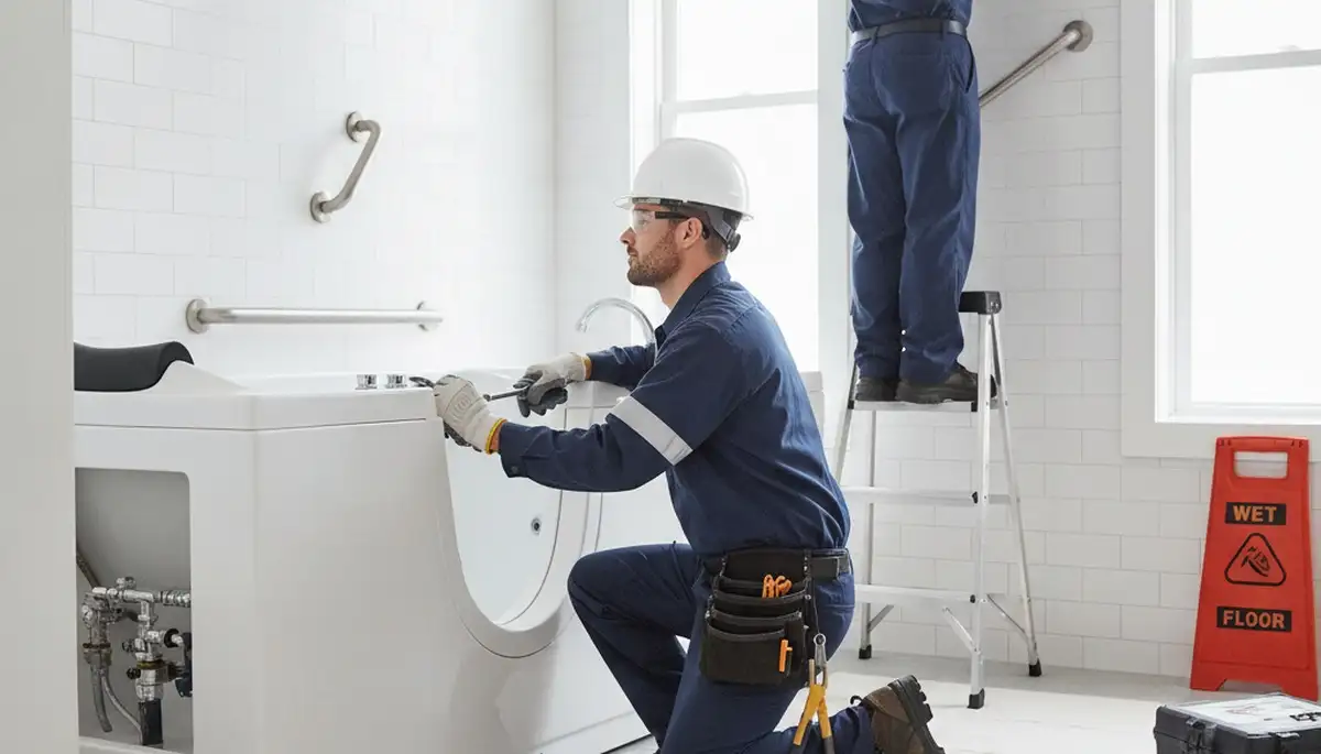 Minneapolis plumber installing walk-in tub for safer, accessible bathroom upgrades