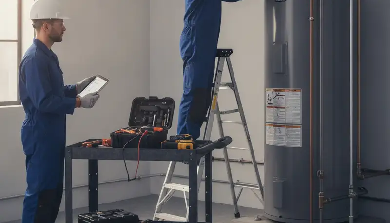 Minneapolis, MN plumber repairing a water heater for fast emergency plumbing service