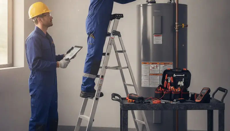Minneapolis, MN plumber repairing a water heater for fast emergency plumbing service
